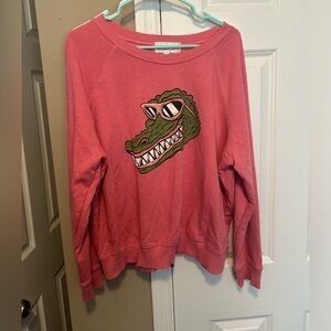 Wildfox Pink Alligator/Crocodile Sweatshirt